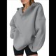 thumbnail image 1 of Sudadera con Capucha de Gran Tamaño para Mujer, Cuello en V, Forro , Larga, Estilo Y2K, Ropa de Otoño A Gris XXL, 1 of 7