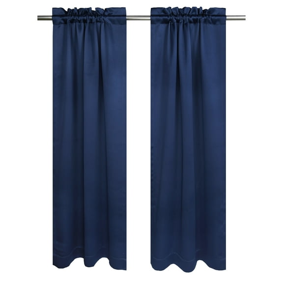 Your Zone Solid Blackout Curtain Panel Pair, Set of 2, Blue Cove, 30" W x 63" L