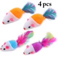 thumbnail image 2 of Cat Toys Mouse Plush 4PCS Artificial Feather Cat Chewing Toy Kitten Mouse Toy, 2 of 7