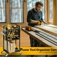 thumbnail image 6 of Power Tool Organizer Cart, Rolling Tool Rack with Wheels, Garage Storage Heavy Duty Metal Utility Shelf, Cordless Drill Holder with Pegboard for Workbench Woodworking, Gift for Men, Black, 6 of 6