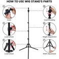 thumbnail image 2 of Foldable Mannequin Head Stand, Upgrade Adjustable Wig Stand Tripod, Metal Mannequin Stand for Cosmetology Hairdressing Training, 2 of 7