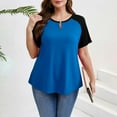 thumbnail image 2 of Plus Size Tops for Women Short Sleeve Raglan Tunic Casual Colorblock Shirts Oversized Crewneck eyhole Blouse, 2 of 7