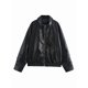 thumbnail image 1 of Chaquetas de para Mujer, Abrigos de Motociclista de Imitación de Gran Tamaño, Ropa de Moda para Otoño Negro XS, 1 of 8