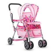 Joovy Toy Caboose, Doll Stroller, Doll Accessory, Pink Dot, 6.2 x 13.8 x 26.5