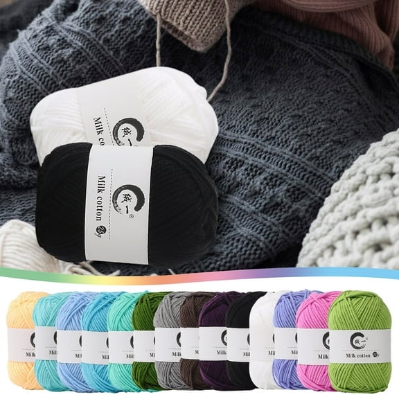 Hwkond Multicolor Yarn Up to 50% off Colorful Hand Knitting 25g Knitting Crochet Milk Soft kid Cotton Wool Yarn,(Black)