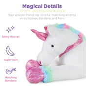 Best Choice Products 52in Kids Large Plush Unicorn, Life-Size Stuffed Animal Toy w/ Rainbow Details - White Faux Fur