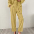 thumbnail image 2 of Wyobmus Women's High Waisted Pants Dressy Casual Elegant Work Office Trouser Suit Pants With Pockets B-Yellow, 2 of 6