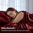 thumbnail image 7 of TURKIO Satin Sheet King Silk Sheets, Burgund Bed Sheet Deep Pocket Bed Flat Fitted Sheet,4-Pieces, 7 of 7