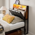 thumbnail image 3 of ARICOEASY Twin XL Upholstered Headboard with Hidden Storage LED Lights Charging Station and 2 Outlets, Black, 3 of 9
