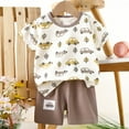 thumbnail image 3 of Agkizg 2PC Graphic Short Sleeve Round Neck Top Elastic Waist Shorts with Shoulder Button Set Summer Outfits (Toddler Boy's or Toddler Girl's),2-Piece Set,Sizes 6 Months-9 Years, 3 of 4