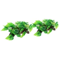 WASHWEPE 2Pcs Green Plastic Aquarium Water Grass Decor for Fish Tanks 15x8cm