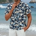 thumbnail image 5 of Sumtumn Beach Shirts for Men Short Sleeve Hawaiian Navy Blue Floral Shirt Button Down Aloha Shirts, 5 of 7