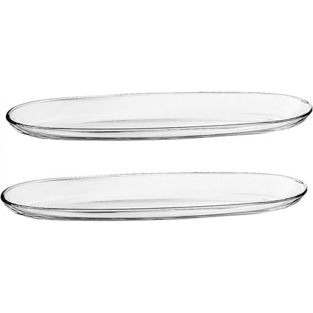 Barski - European Glass - Oval - Serving Tray - Platter - 11" Long, 3.75" Wide - Set of 2 - Made in Europe