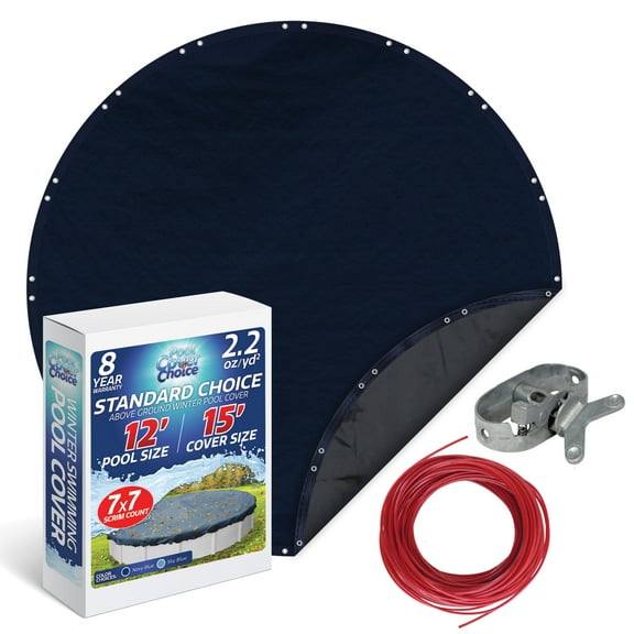 Winter Swimming Pool Cover for 12 ft Aboveground Round Pool Size, Standard Choice Series, Solid Material, Color - Navy Blue, Pool Cover Choice 3612CHOICE
