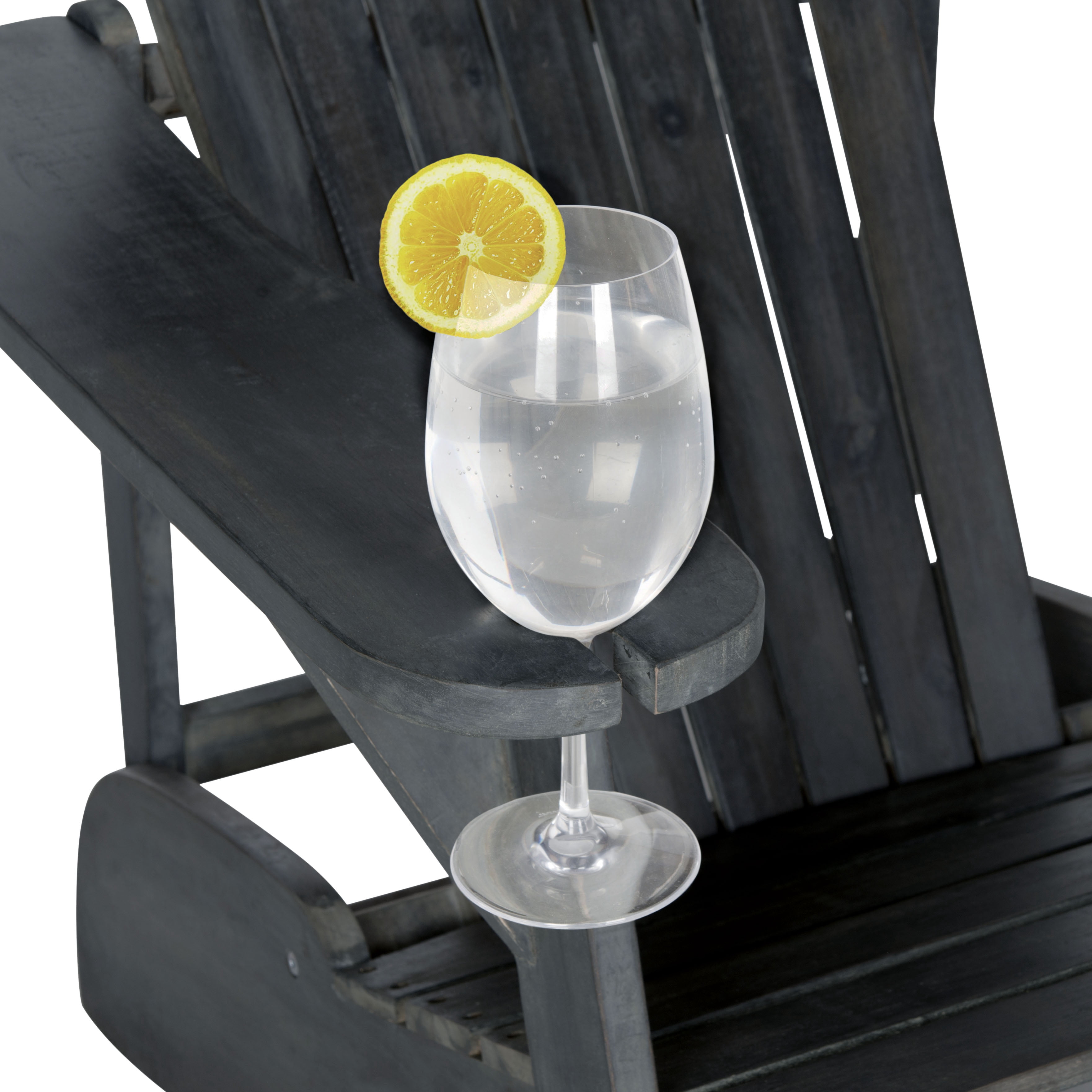 Safavieh Vista Outdoor Adirondack Chair w/ Wine Glass Holder - Grey