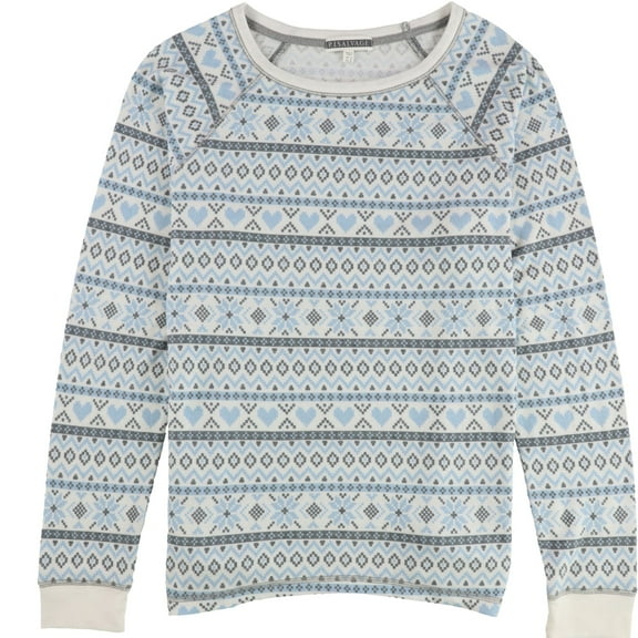 P.J. Salvage Womens Fair Isle Hearts Pajama Sweater, Blue, Medium