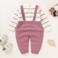 thumbnail image 4 of Mercatoo Newborn Baby Knitted Jumpsuit Overalls Striped Button Crotch Long Sleeve Rompe1 Sweater Infant Winter Warm Daily Onesi, 4 of 6
