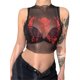 thumbnail image 1 of VISgogo - Camiseta de tirantes de malla transparente para mujer, estilo vintage, sin mangas, cuello redondo, estampado de mariposas VISgogo  moda, 1 of 9