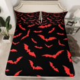 thumbnail image 1 of YST Ensemble de Literie Chauve-Souris Drap-Housse Halloween avec 2 Taies d'Oreiller Animaux Chauve-Souris Rouges Draps Taille Complète pour Enfants Garçons Chambre Vacances Style Gothique Effrayant, 1 of 5