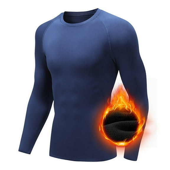 Afdoent Mens Long Sleeve T-Shirt Workout Gym T-Shirt Running Top Warm Sports Baselayer Undershirts For Daily Wear