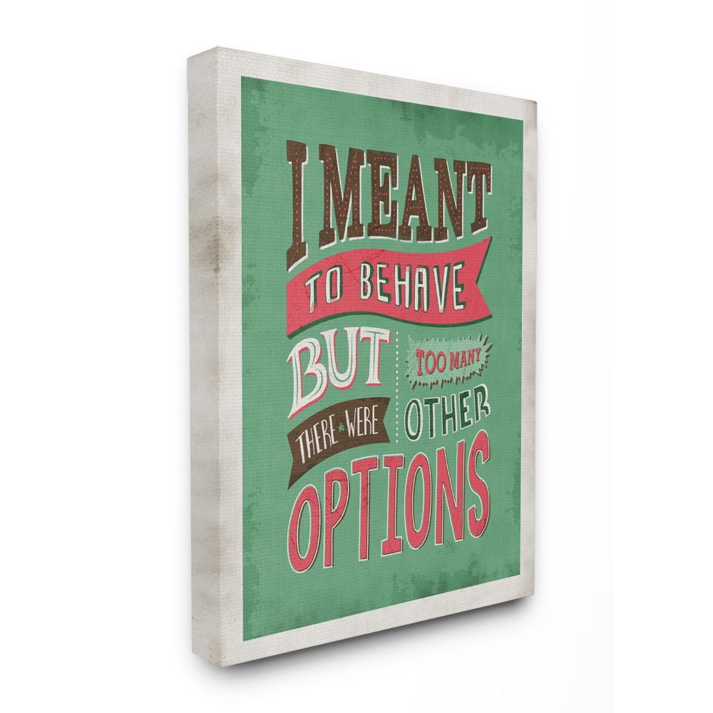 Stupell Industries Too Many Options Funny Word Red Green Design Canvas Wall Art by Ester Kay