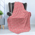 thumbnail image 4 of Floral Soft Flannel Fleece Throw Blanket, Flowers with Little Hearts the Middle Romantic Love Theme, Cozy Plush for Indoor and Outdoor Use, 50" x 70", Pale Yellow Pale Pink, by Ambesonne, 4 of 5