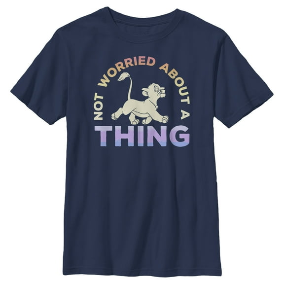 Boy's Lion King Simba Not Worried Bout a Thing Graphic Tee Navy Blue X Large