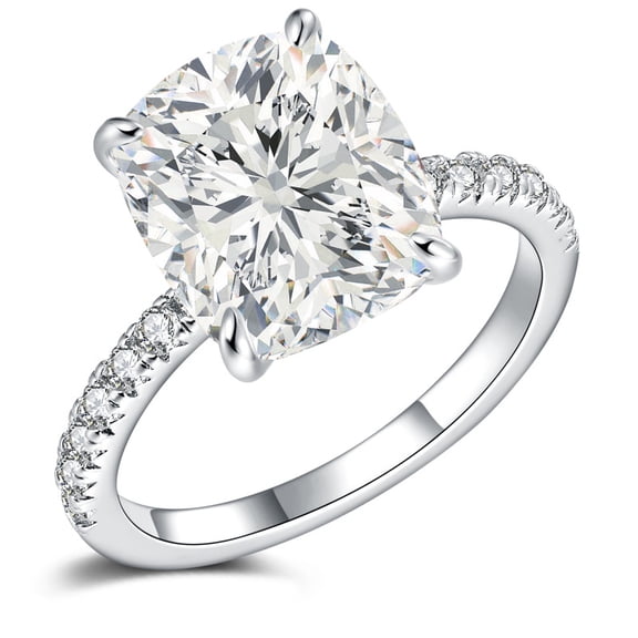 3CT Elongated Cushion Cut Engagement Ring for Women ,14K Gold Plated Solitaire Promise Ring