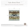 young's square wood lake house clock, 13inch “On Lake Time”