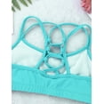 thumbnail image 5 of Venjoe Kids Girls Sports Dance Outfits Criss Cross Back Crop Top Bra with Shorts set Gymnastics Mint Green 4, 5 of 7