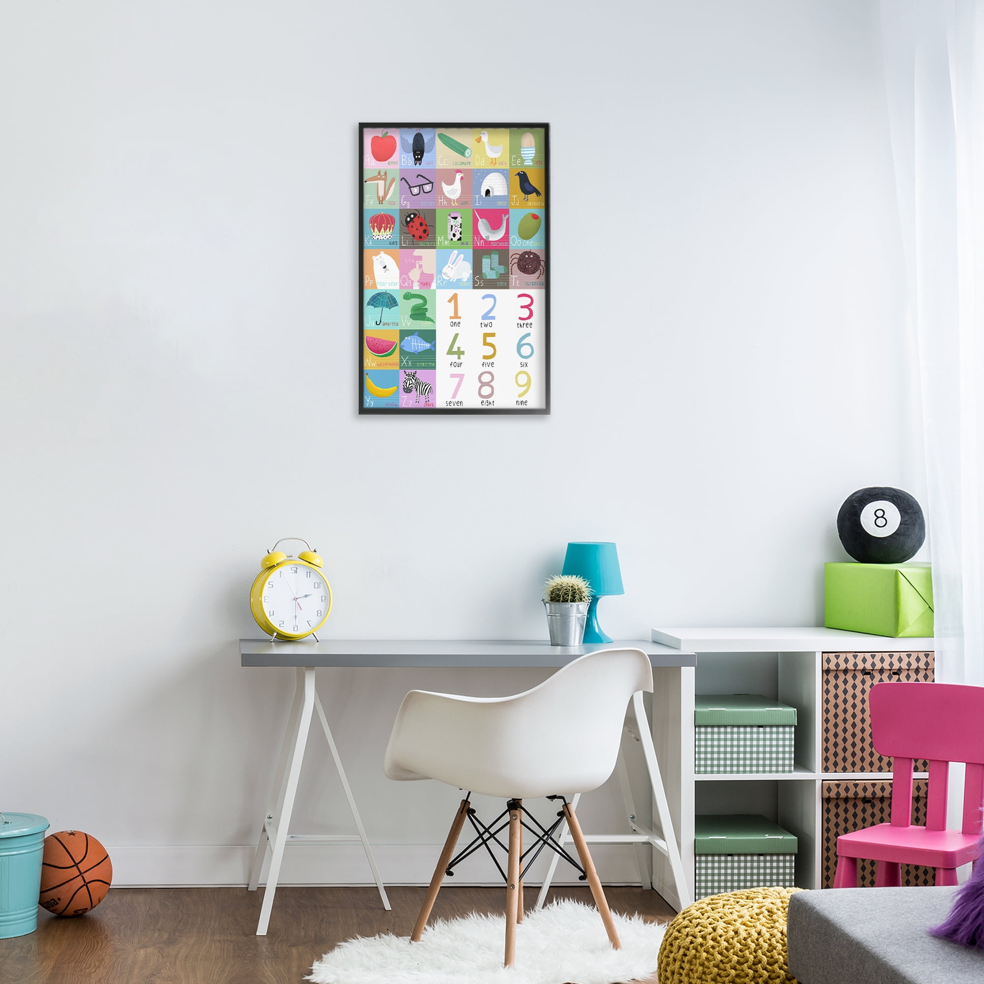 Stupell Industries Counting & Alphabet Learning Black Framed Giclee Art, design by Carla Daly