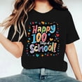 thumbnail image 5 of Youyipin Womens Tops 100 Days Of School Shirt For Women Teacher Graphic T-Shirt Happy 100Th Day Of School Gift Round Neck Short Sleeve Tee Tops Spring Tops For Women, 5 of 5
