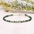 thumbnail image 3 of Ruby In Zoisite 3mm Round Shape Faceted Cut Beads 7 inch Adjustable Silver Plated Clasp Bracelet for men, women, unisex. Link Chain Stacking Bracelet.|LINK_05979, 3 of 4