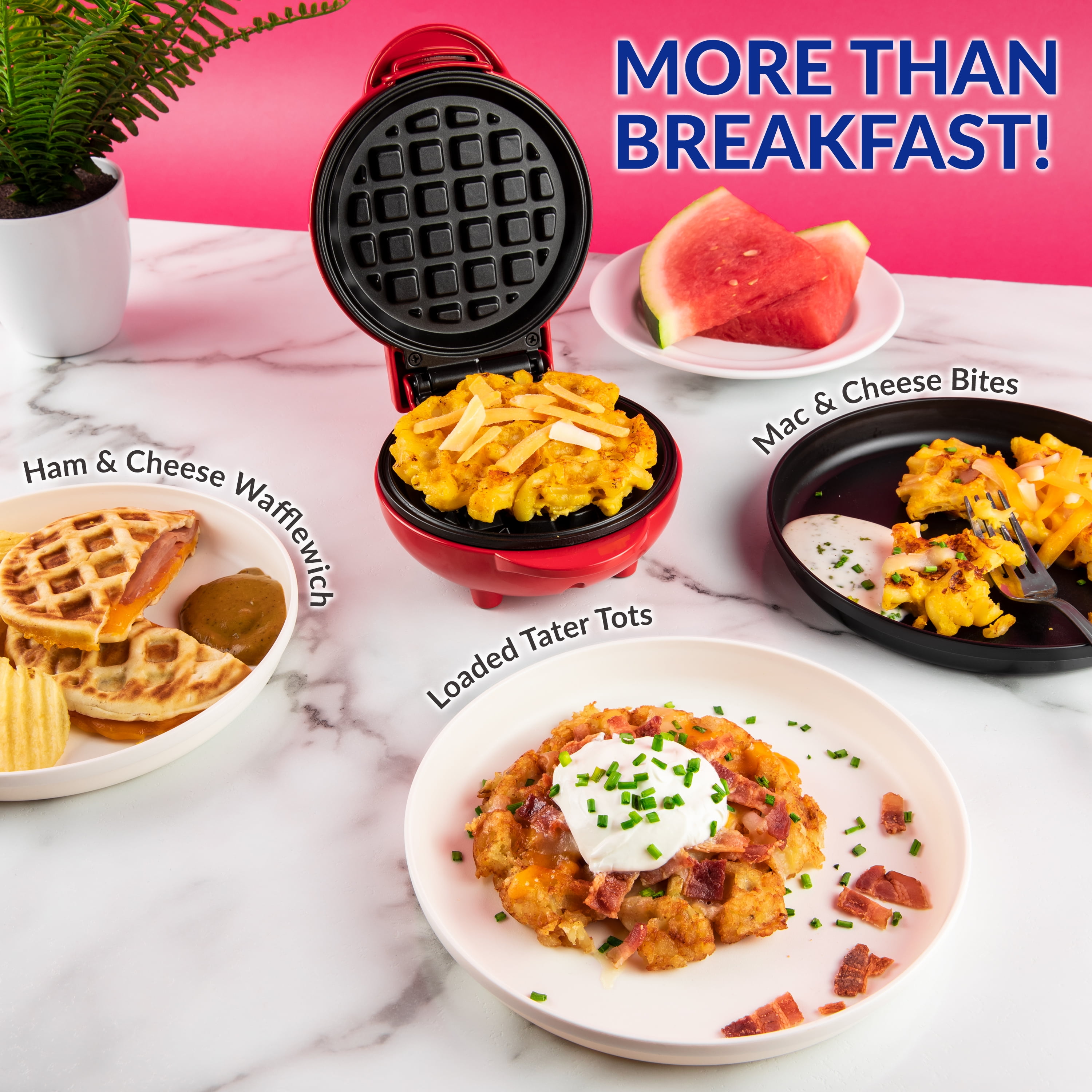  Nostalgia MWF5AQ MyMini Personal Electric Waffle Maker, Hash  browns, French Toast Grilled Cheese, Quesadilla, Brownies, Cookies, Red:  Home & Kitchen