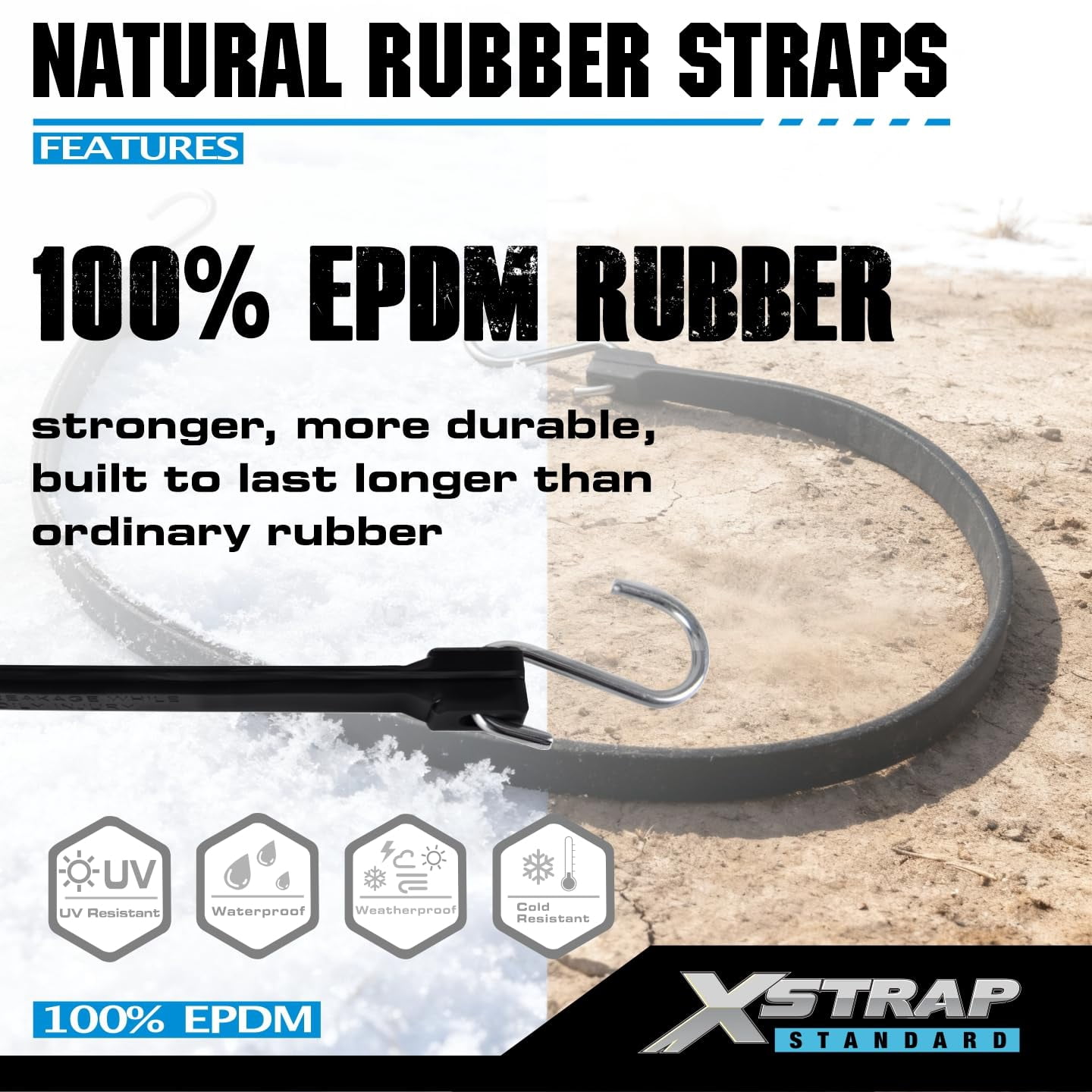XSTRAP Multipack Heavy Duty Adjustable Rubber Bungee Cords with S Hooks, 15"", 21"", 31"" Tie-Down Straps for Securing Tarps, Canvases, Cargo, Weather-Resistant and Durable