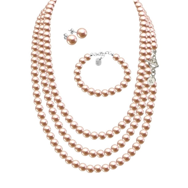 Set Collar Triple Aretes Pulsera Zvezda Plata 0.925 Mujer dorado Unitalla