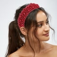 thumbnail image 3 of Unique Bargains Pearls Padded Headband Sponge Wide Brim Headband Women Hairband Red, 3 of 7