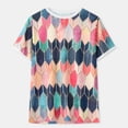thumbnail image 4 of Puntoco - Camiseta de manga corta suelta con cuello redondo y empalme de piedras preciosas para mujer Puntoco Puntoco-642, 4 of 9