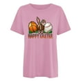 thumbnail image 4 of Midsumdr Womens Tops 2025 Summer Fashion Round Neck Short Sleeve T-shirt Casual Loose Plus Size Solid Color Funny Easter Printed Blouse Tops, 4 of 4