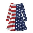 thumbnail image 5 of DISNIMO Girls American Flag Dress Long Sleeve Kids Dresses 5-6 Girls Independence Day Dress for Kids Church Dresses Winter Twirl Dress Girls Crew Neck Dress Child Fall Dress for Girls Midi Dress, 5 of 6