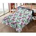 thumbnail image 4 of Ambesonne Floral Boho Fitted & Flat Sheet with Sham 3 Pcs Set, Exotics Botany Pattern, Twin XL, Purple Forest Green White, 4 of 5