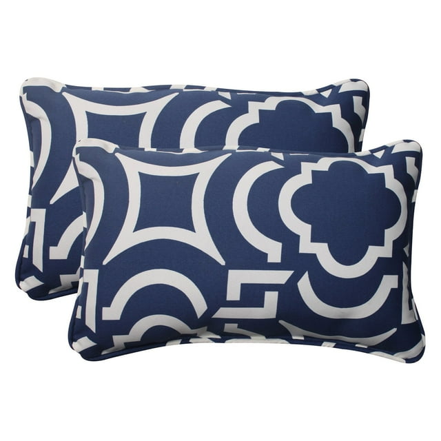 Pillow Perfect Outdoor/ Indoor Carmody Navy Rectangle Throw Pillow (Set