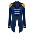 thumbnail image 4 of TiaoBug Womens Long Sleeve Velvet Tailcoat Blazer Circus Show Tassel Jacket Carnival Halloween Cosplay Costume Navy Blue L, 4 of 7