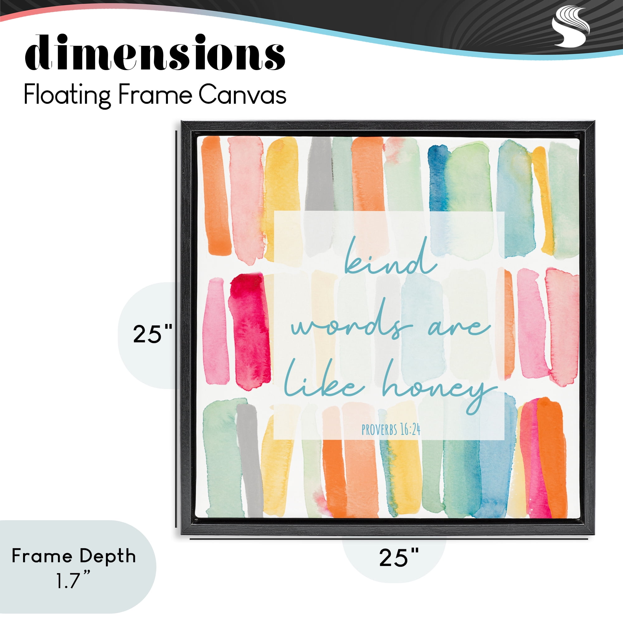 Stupell Industries Kind Words Are Like Honey Black Framed Floater Canvas Wall Art, design by Lanie Loreth