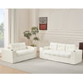thumbnail image 5 of Vicluke Boneless Couch for Living Room, 75" 3-Seater Sofa & 61" Bean Bag Loveseat, Upholstered Cloud Sofa with Cup Holder, No Assembly Couch, Compressed Floor Sofa for Bedroom, Dorm, Apartment, Beige, 5 of 9