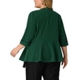 thumbnail image 4 of Agnes Orinda Women's Plus Size Blazers Notched Lapel Wear-to-Work Peplum Jacket Suit Blazer 2X Dark Green, 4 of 7