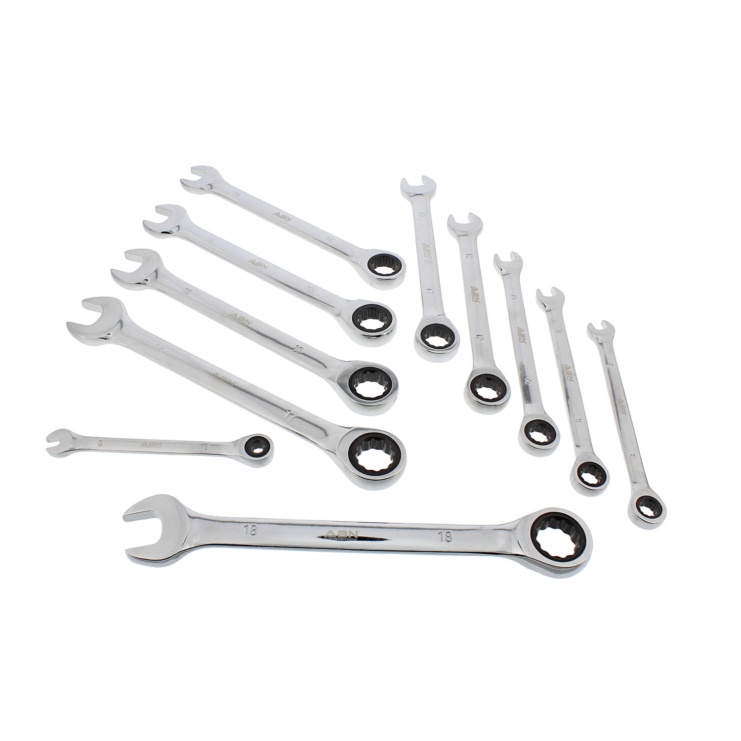 ABN Combo Ratchet Wrench Set SAE and Metric Sizes 22 Pc Ratcheting Wrench Set with Travel Pouch 