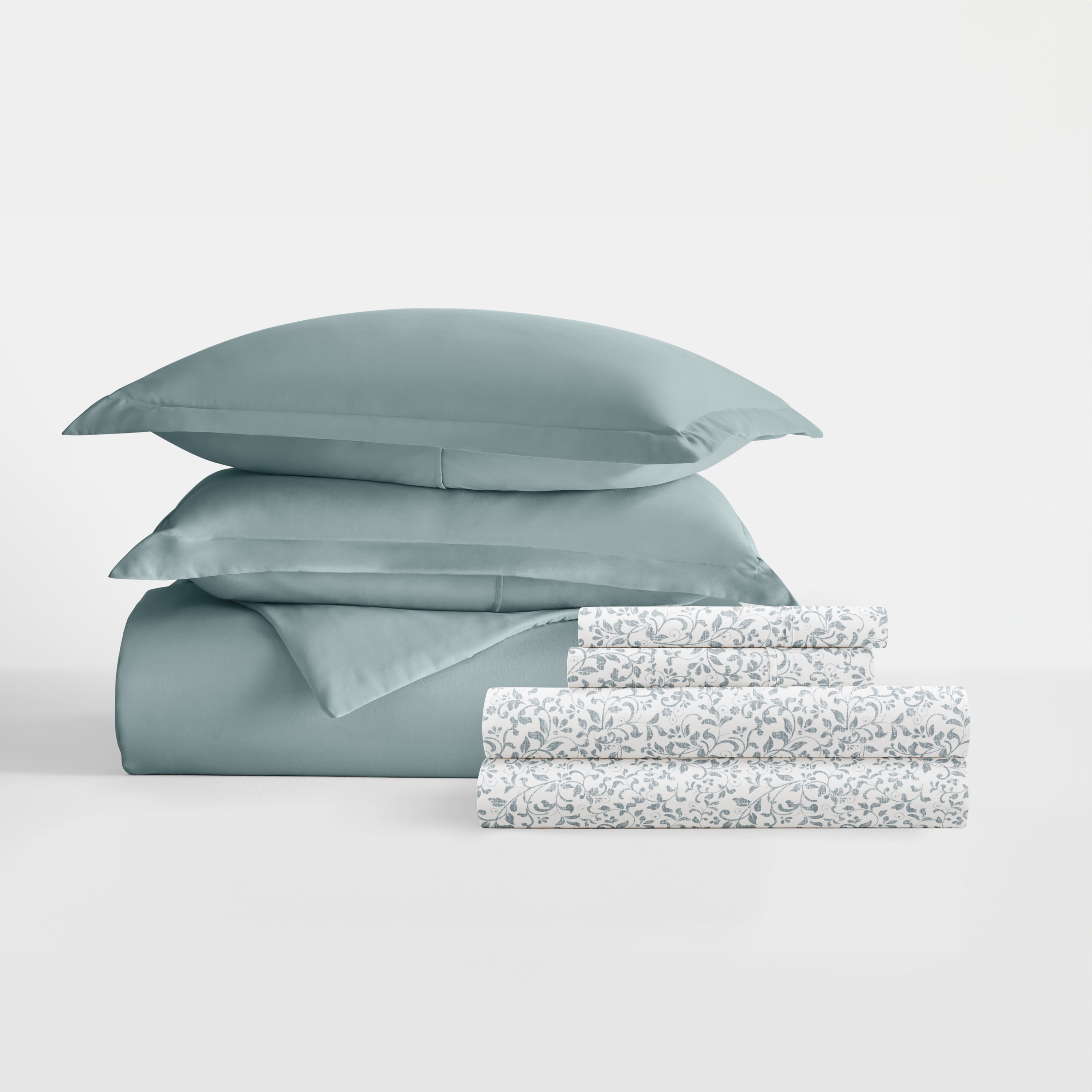 Noble Linens 8 Piece Solid Duvet Bundle in Ocean, King
