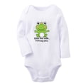 thumbnail image 2 of iDzn Give Me Milk I'll Hug You Funny Rompers, Newborn Baby Unisex Bodysuits, Infant Animal Frog Graphic Jumpsuits, Toddler Kids Long Sleeve Oufits (White, 0-6 Months), 2 of 5