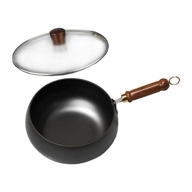 jifeng Wok Pan Gas Cookware Induction Cooker Frying Pan for Restaurant Kitchen Home 30cm glass lid